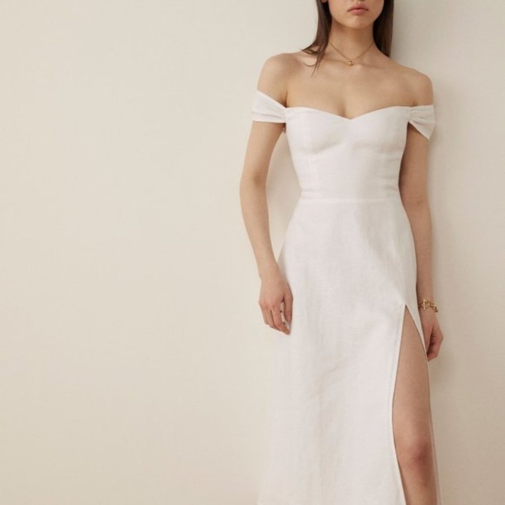Reformation Bridgton Linen Dress in White